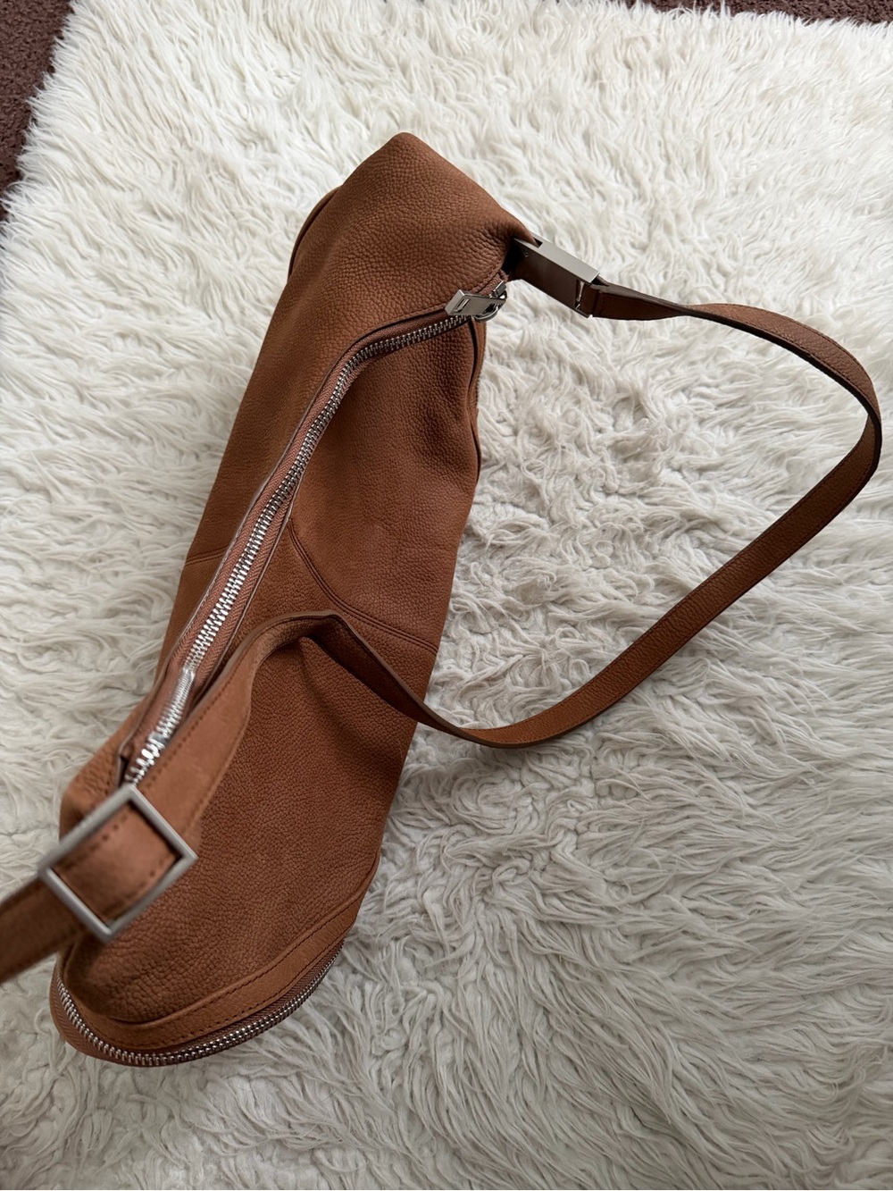 OSOI Cargo Hobo Shoulder Bag in Nubuck Brown - Picture 8 of 14